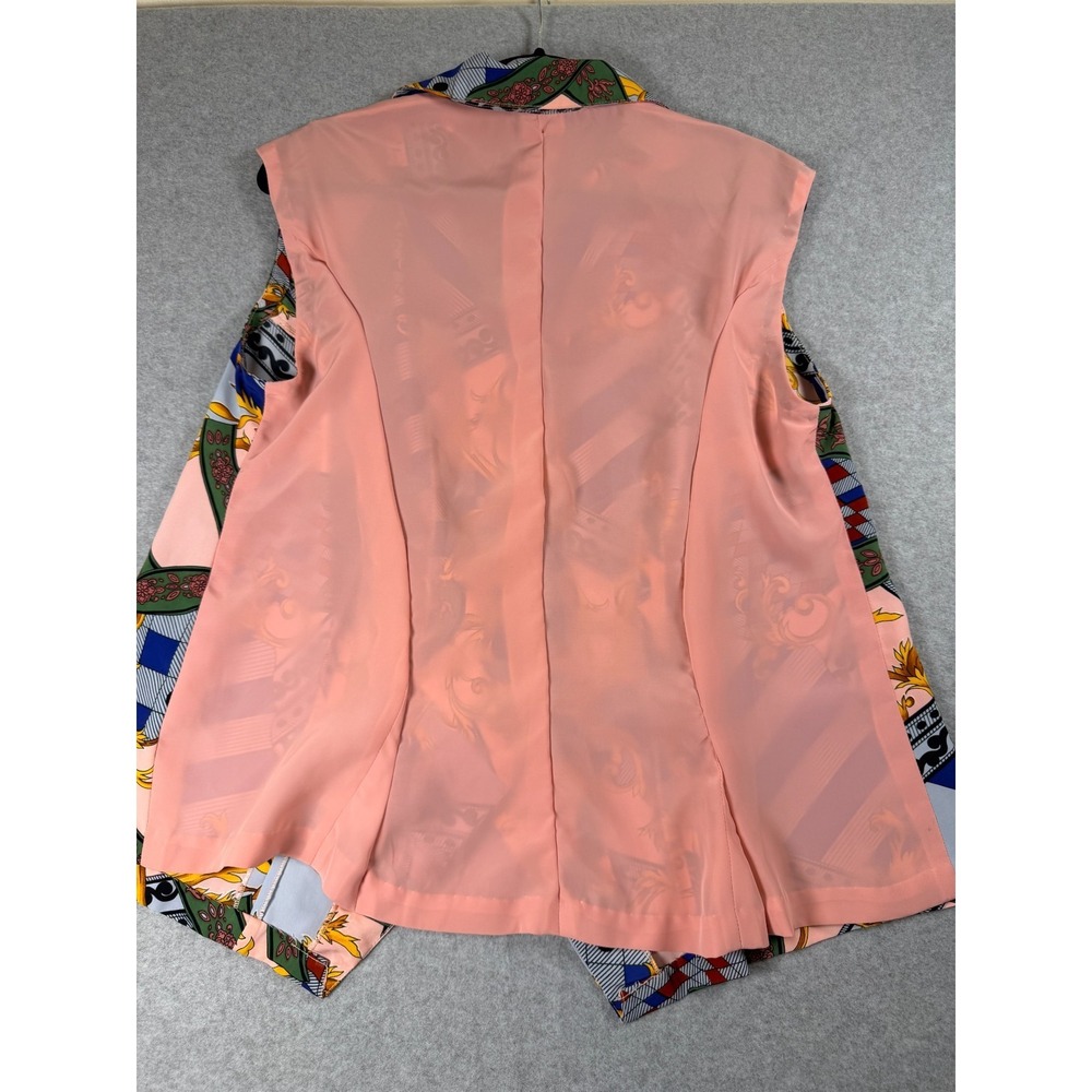 Vintage 80s 90s Vest Blouse Baroque Gold Scroll Stripes Print Mob Wife SKU286 - Picture 2 of 6